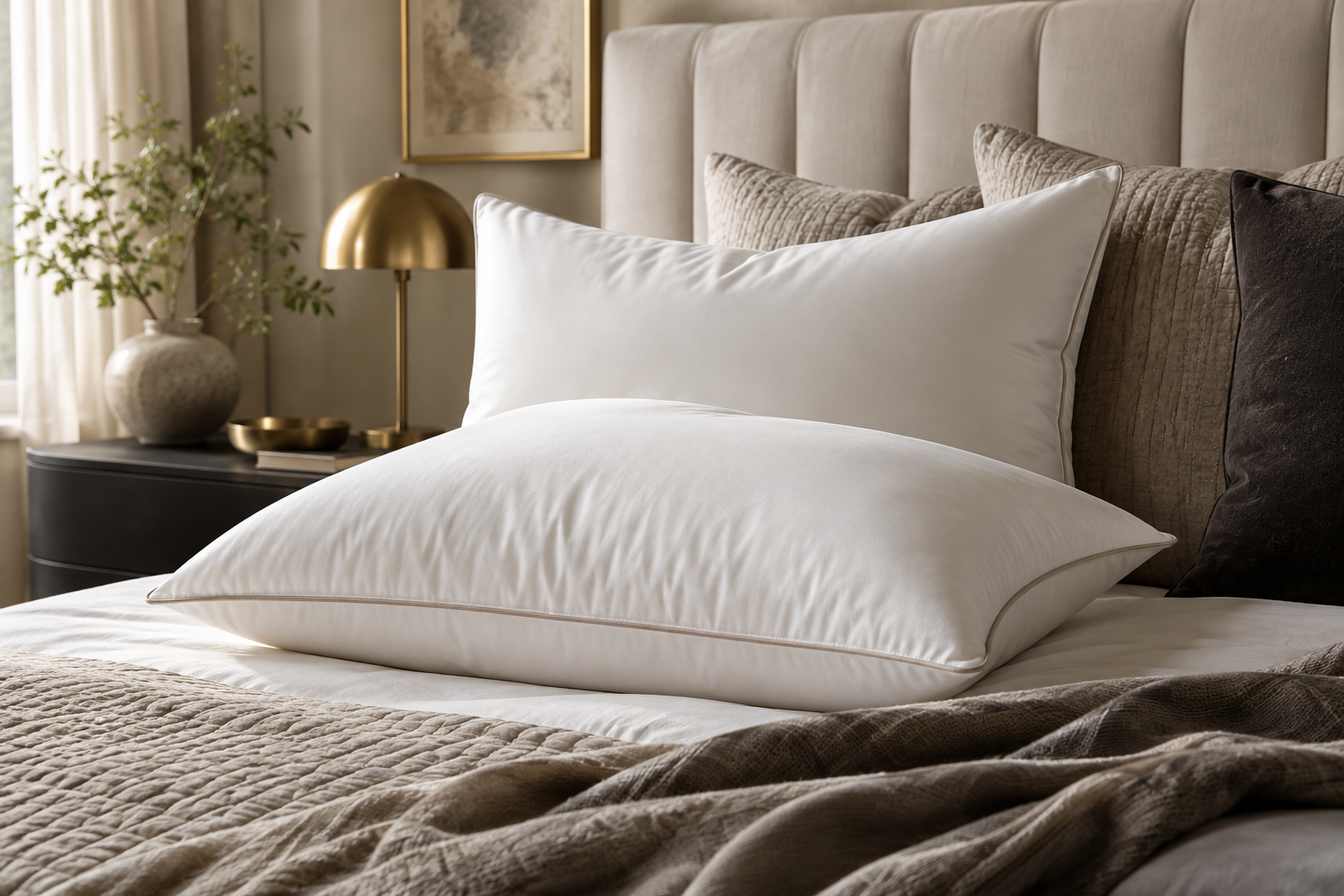 Comfortable pillows and bed linen